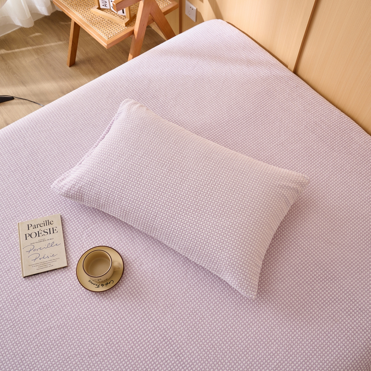 91家纺网 家纺一手货源 找家纺 早晨家纺 2025新款深蓝款高克重牛奶绒阳离子提花单枕套 深蓝-紫