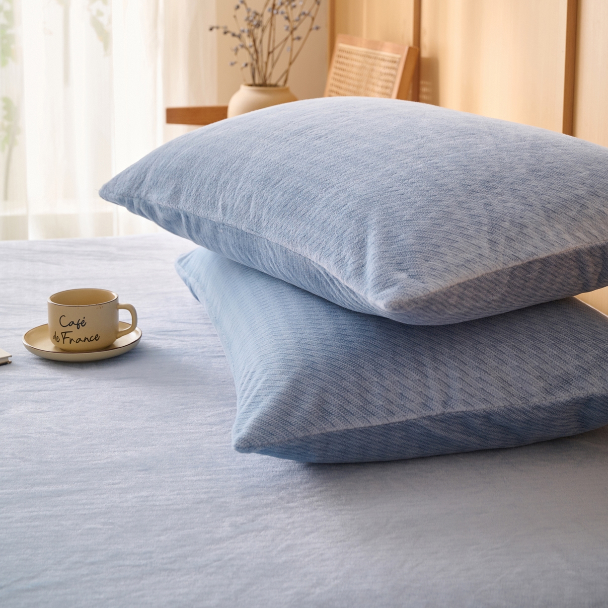 91家纺网 家纺一手货源 找家纺 （总）早晨家纺 2025新款流星款高克重牛奶绒阳离子提花兔毛单枕套