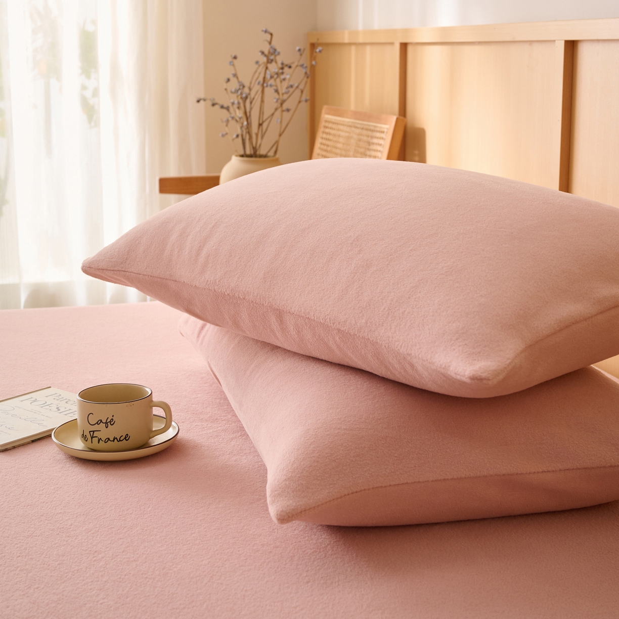 91家纺网 家纺一手货源 找家纺 早晨家纺 2025新款华泰款高克重牛奶绒仿羊绒单枕套 华泰-玉