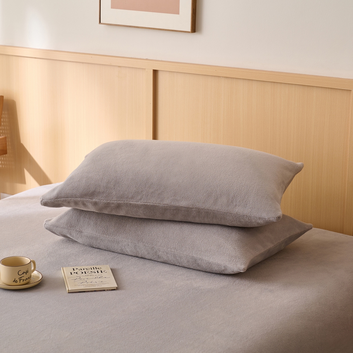 91家纺网 家纺一手货源 找家纺 早晨家纺 2025新款华泰款高克重牛奶绒仿羊绒单枕套 华泰-高级灰