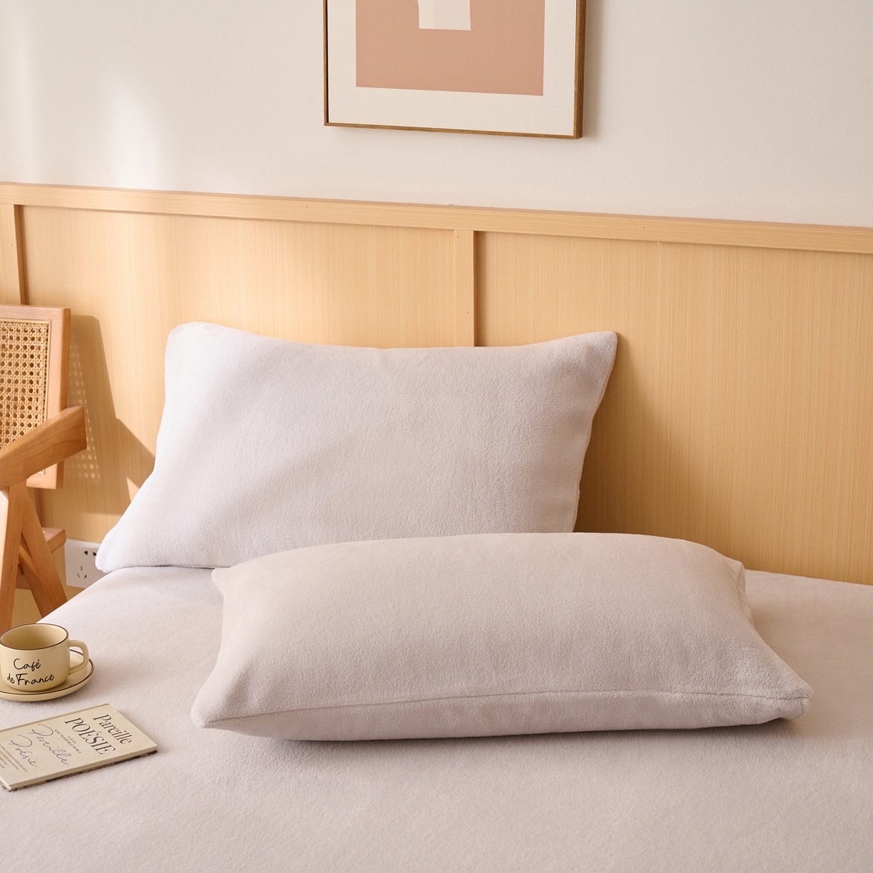 91家纺网 家纺一手货源 找家纺 早晨家纺 2025新款华泰款高克重牛奶绒仿羊绒单枕套 华泰-银灰