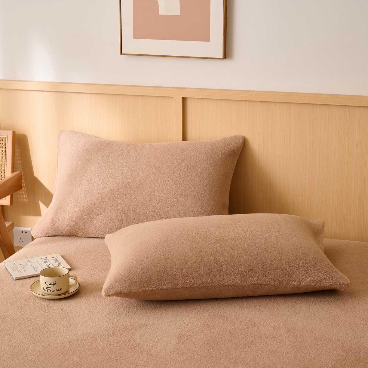 91家纺网 家纺一手货源 找家纺 早晨家纺 2025新款华泰款高克重牛奶绒仿羊绒单枕套 华泰-高级咖