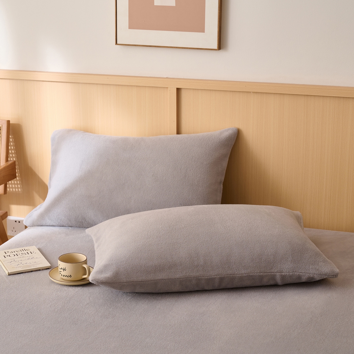 91家纺网 家纺一手货源 找家纺 早晨家纺 2025新款华泰款高克重牛奶绒仿羊绒单枕套 华泰-高级灰