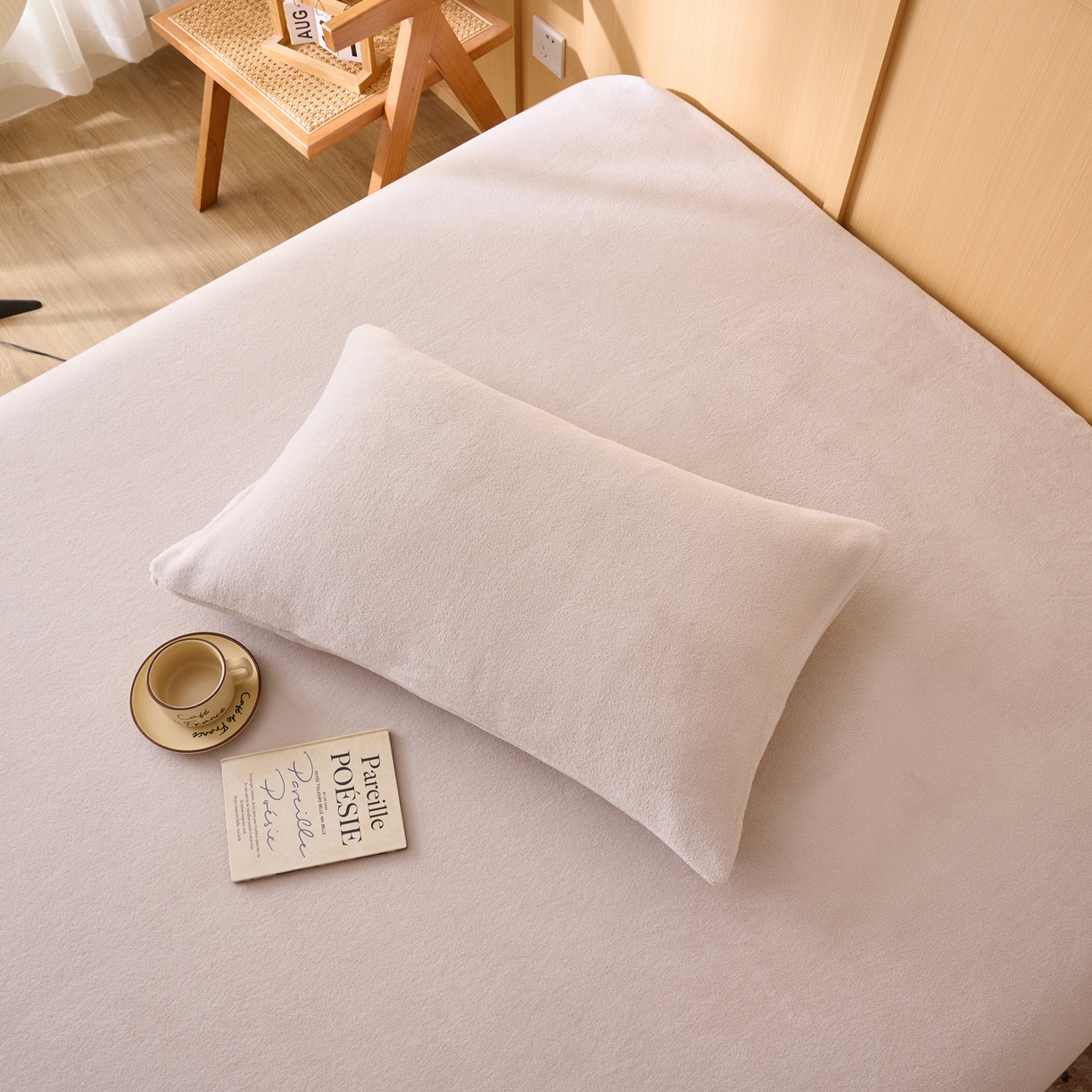 91家纺网 家纺一手货源 找家纺 早晨家纺 2025新款华泰款高克重牛奶绒仿羊绒单枕套 华泰-银灰