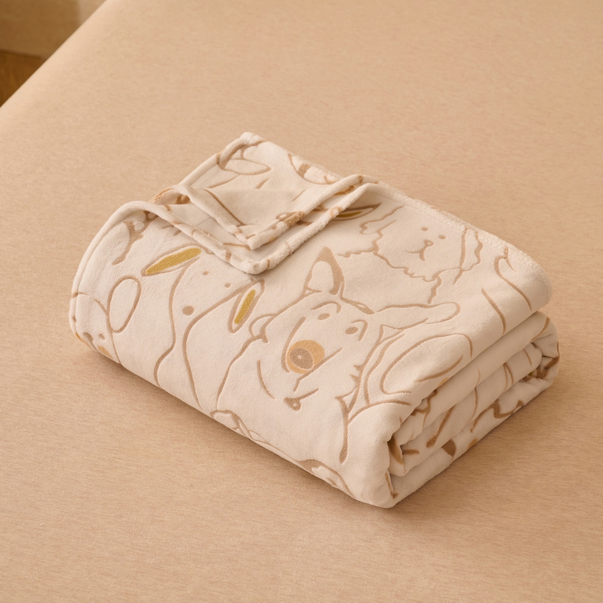 91家纺网 家纺一手货源 找家纺 早晨家纺 2025新款高克重牛奶绒烂花单品床单 萌犬