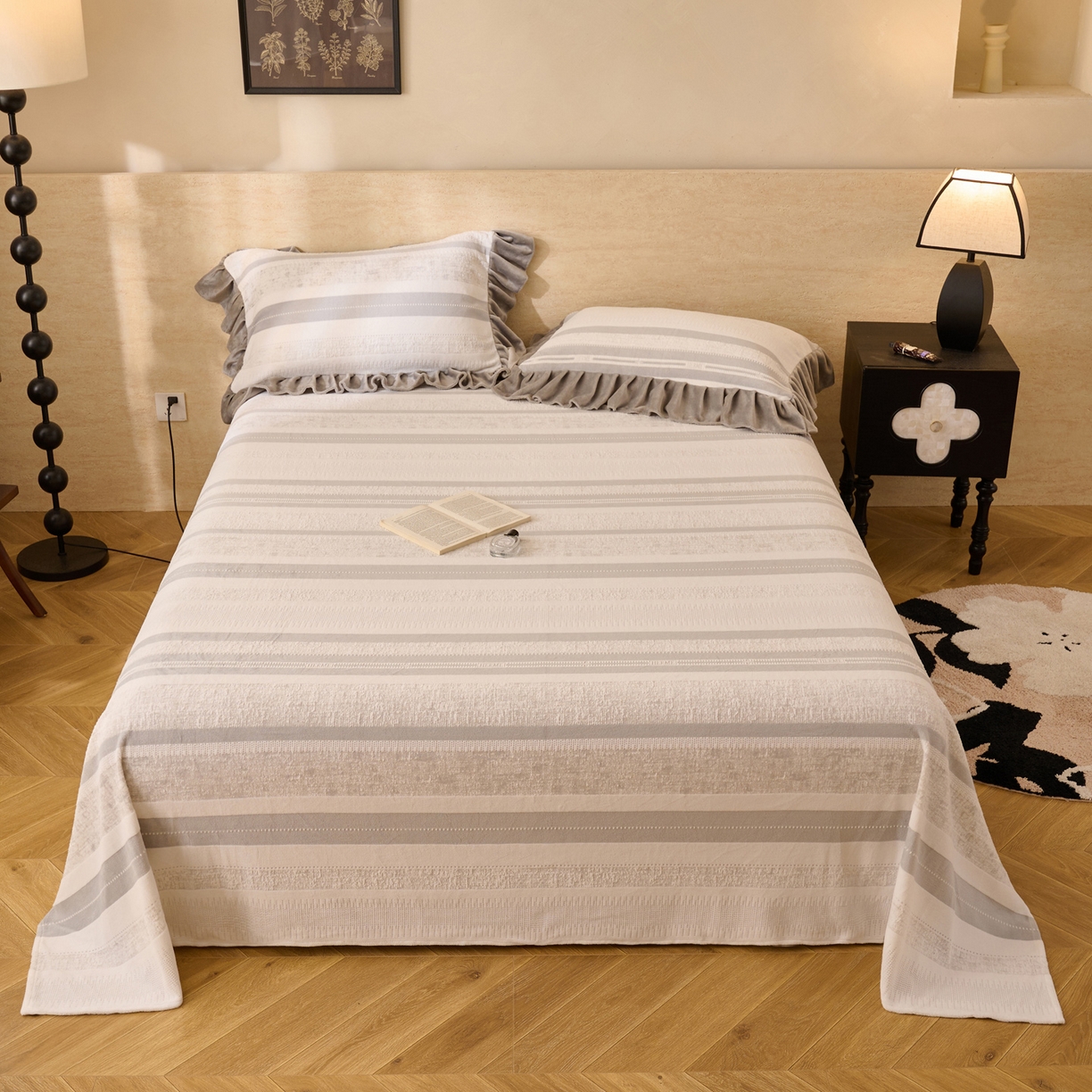 91家纺网 家纺一手货源 找家纺 早晨家纺 2025新款高克重牛奶绒烂花单品床单 浅叙