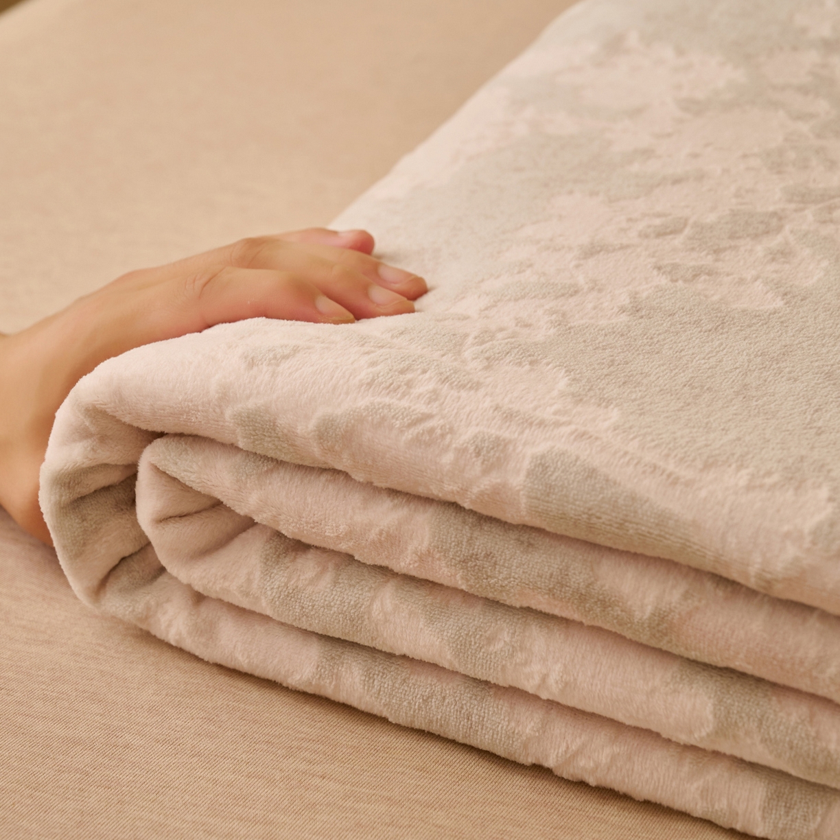 91家纺网 家纺一手货源 找家纺 早晨家纺 2025新款高克重牛奶绒烂花单品床单 素花影