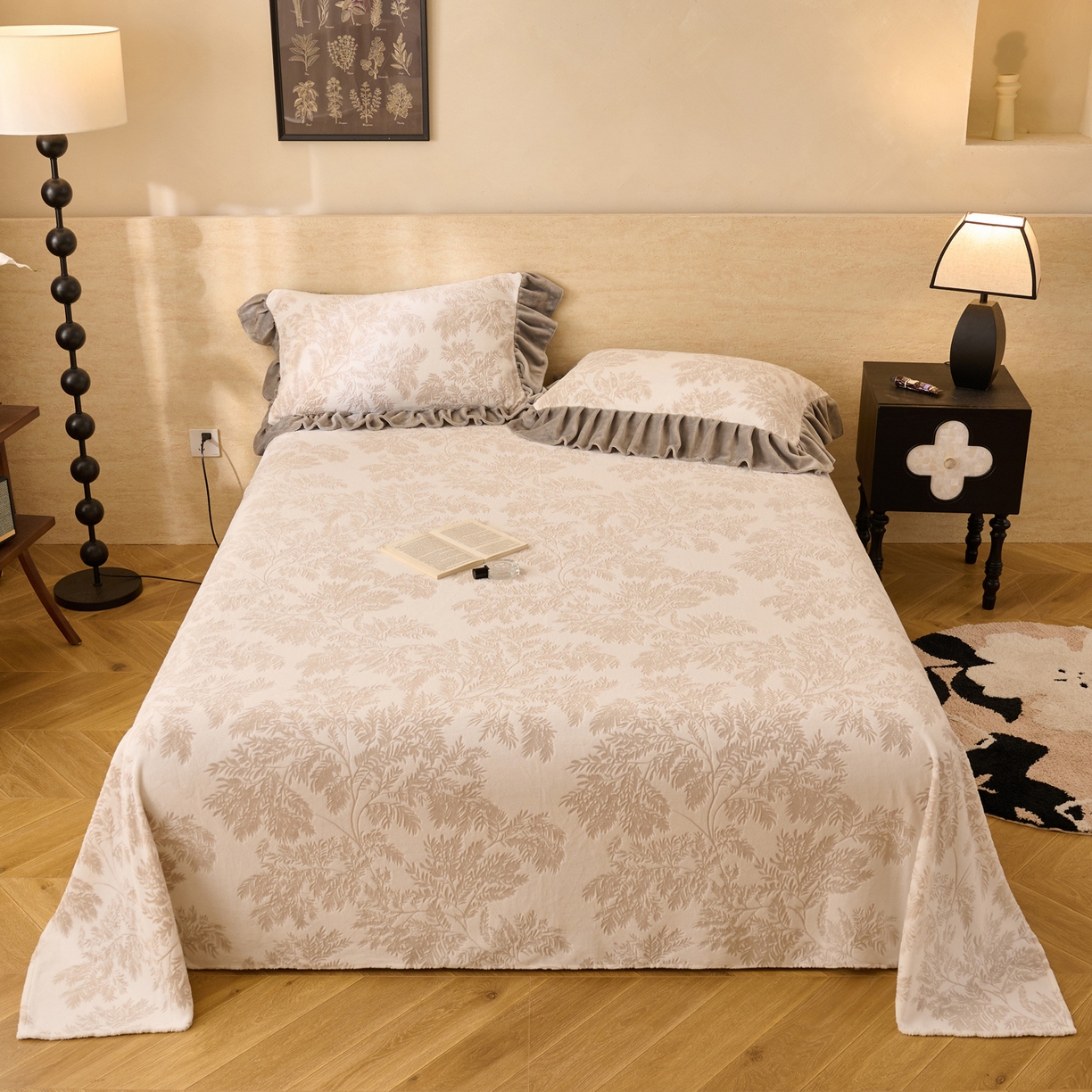 91家纺网 家纺一手货源 找家纺 早晨家纺 2025新款高克重牛奶绒烂花单品床单 叶韵