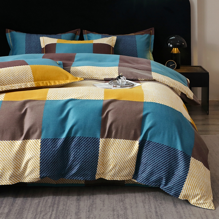 91家纺网 家纺一手货源 找家纺 晶缦家纺 2025叶语系·纯棉活性全棉磨毛四件套 魔方城