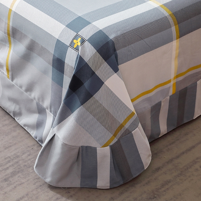 91家纺网 家纺一手货源 找家纺 晶缦家纺 2025叶语系·纯棉活性全棉磨毛四件套 莫利格-蓝