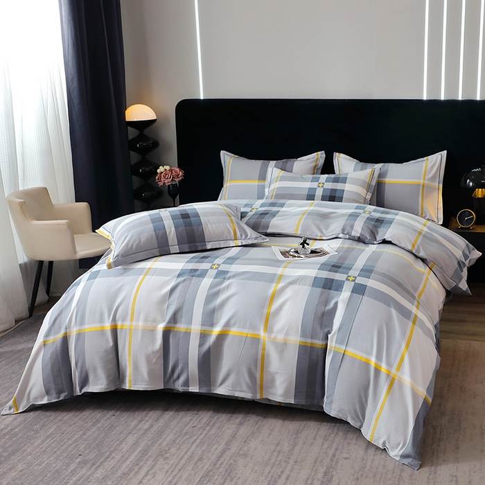 91家纺网 家纺一手货源 找家纺 晶缦家纺 2025叶语系·纯棉活性全棉磨毛四件套 莫利格-蓝