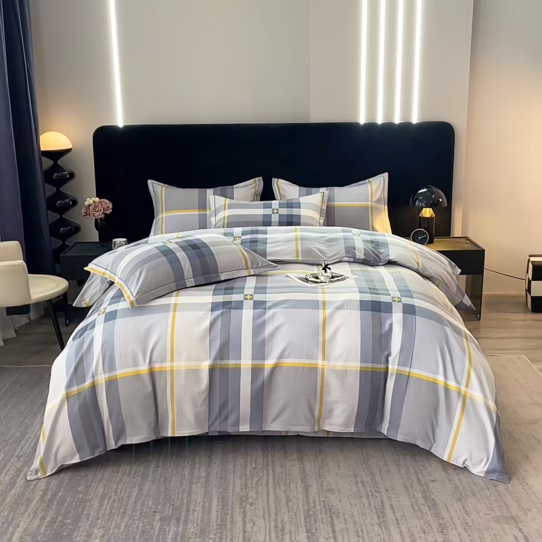 91家纺网 家纺一手货源 找家纺 晶缦家纺 2025叶语系·纯棉活性全棉磨毛四件套 莫利格-蓝