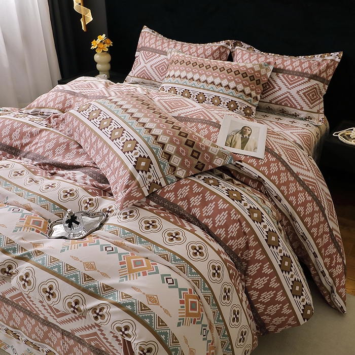 晶缦家纺 2025叶语系·纯棉活性全棉磨毛四件套 慕恋