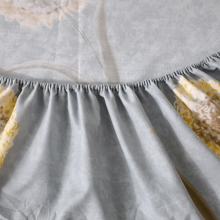 91家纺网 家纺一手货源 找家纺 晶缦家纺 2025叶语系·纯棉活性全棉磨毛四件套 清浅蒲英灰