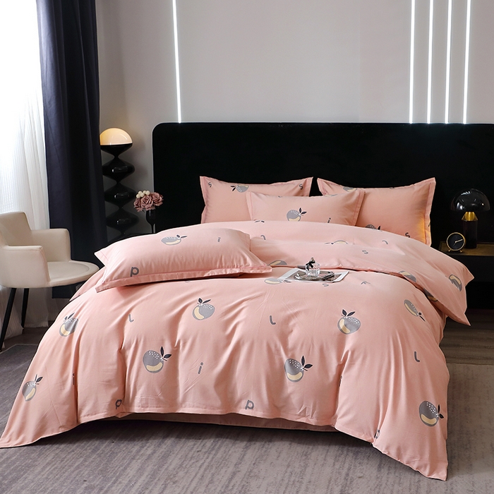 91家纺网 家纺一手货源 找家纺 晶缦家纺 2025叶语系·纯棉活性全棉磨毛四件套 情怀粉