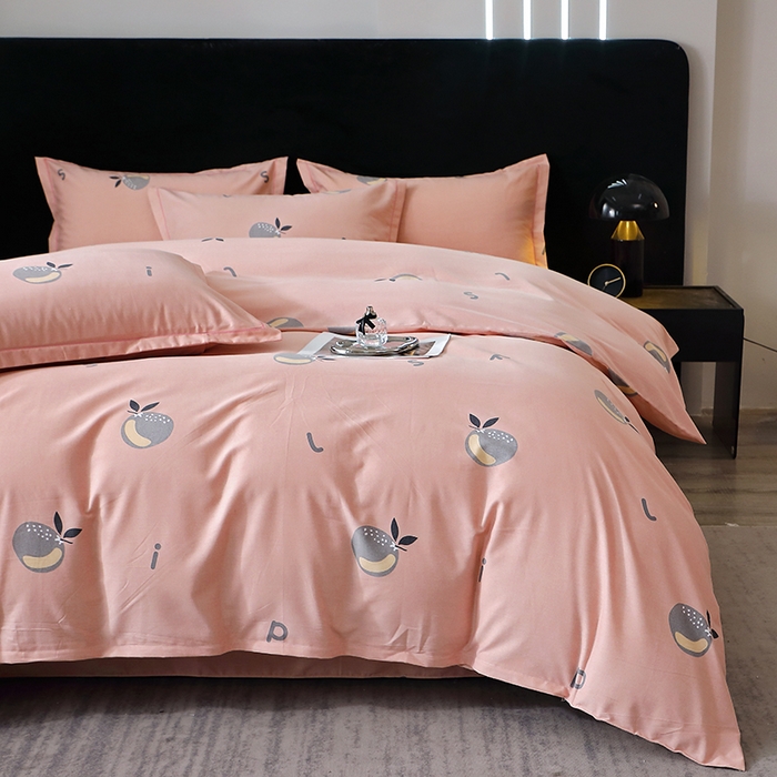 91家纺网 家纺一手货源 找家纺 晶缦家纺 2025叶语系·纯棉活性全棉磨毛四件套 情怀粉