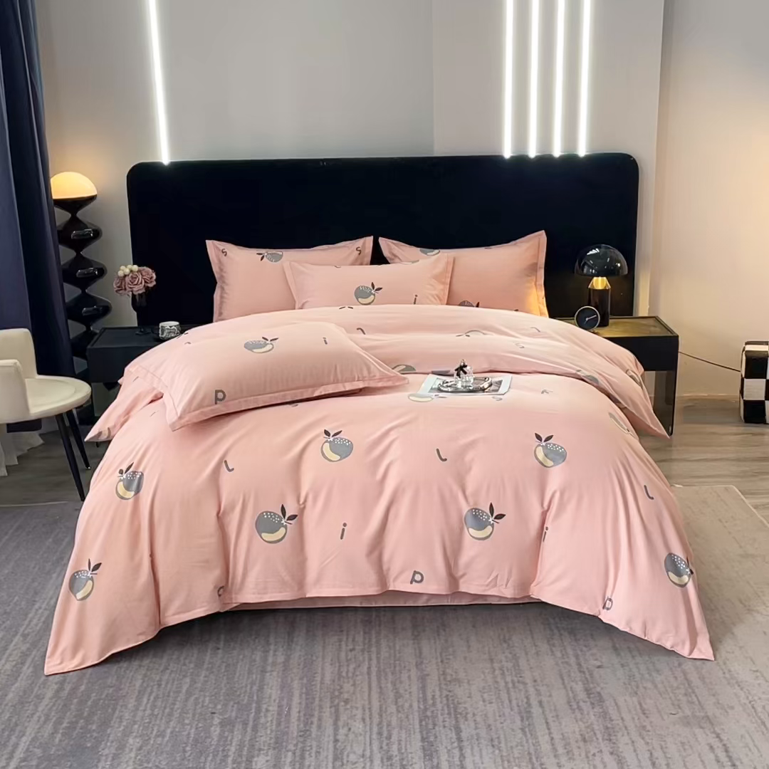 91家纺网 家纺一手货源 找家纺 晶缦家纺 2025叶语系·纯棉活性全棉磨毛四件套 情怀粉