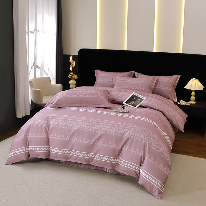 91家纺网 家纺一手货源 找家纺 晶缦家纺 2025叶语系·纯棉活性全棉磨毛四件套 维卡斯粉