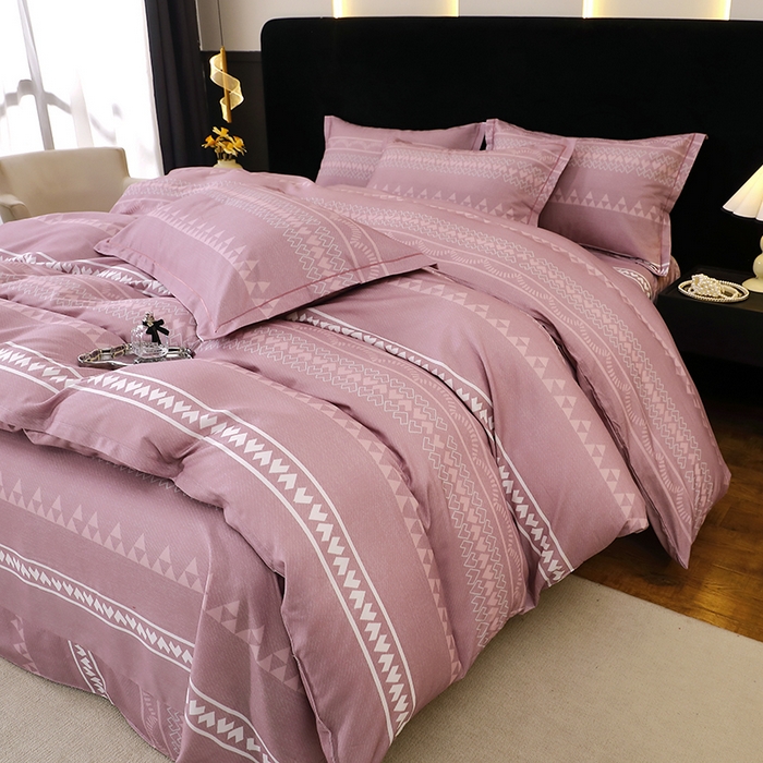 91家纺网 家纺一手货源 找家纺 晶缦家纺 2025叶语系·纯棉活性全棉磨毛四件套 维卡斯粉