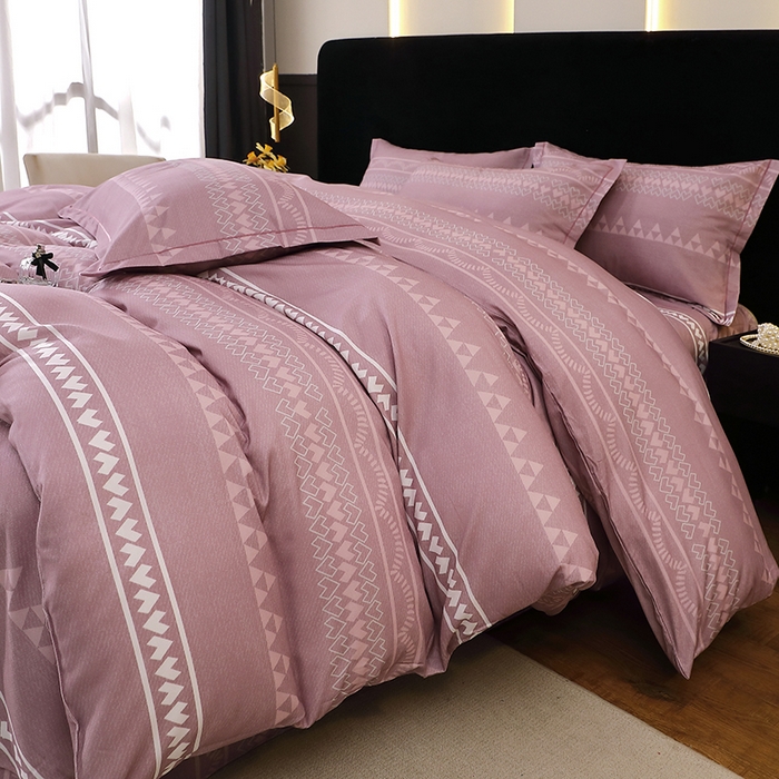 91家纺网 家纺一手货源 找家纺 晶缦家纺 2025叶语系·纯棉活性全棉磨毛四件套 维卡斯粉