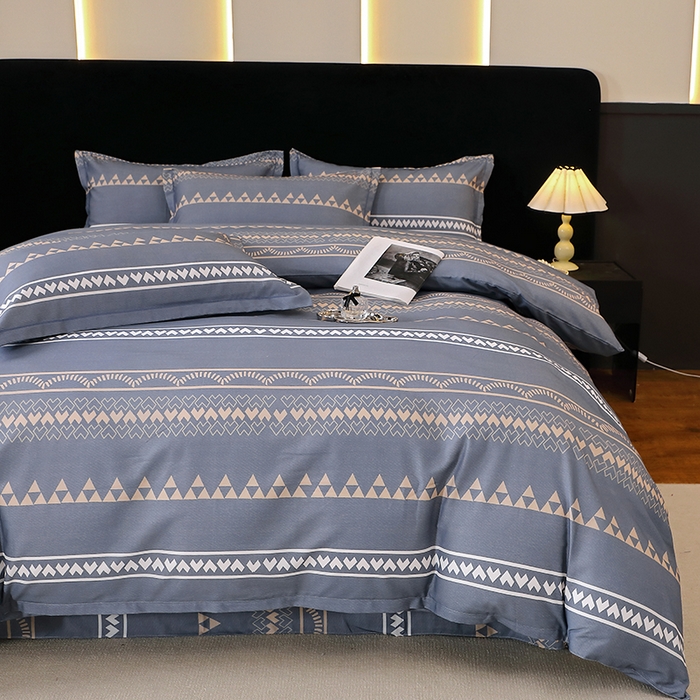 91家纺网 家纺一手货源 找家纺 晶缦家纺 2025叶语系·纯棉活性全棉磨毛四件套 维卡斯灰