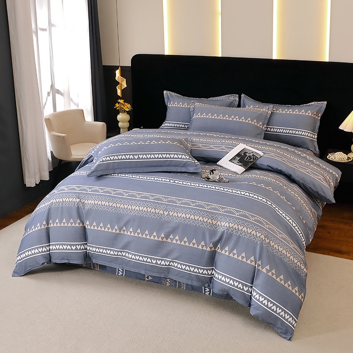 91家纺网 家纺一手货源 找家纺 晶缦家纺 2025叶语系·纯棉活性全棉磨毛四件套 维卡斯灰