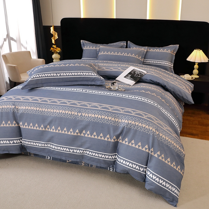 91家纺网 家纺一手货源 找家纺 晶缦家纺 2025叶语系·纯棉活性全棉磨毛四件套 维卡斯灰