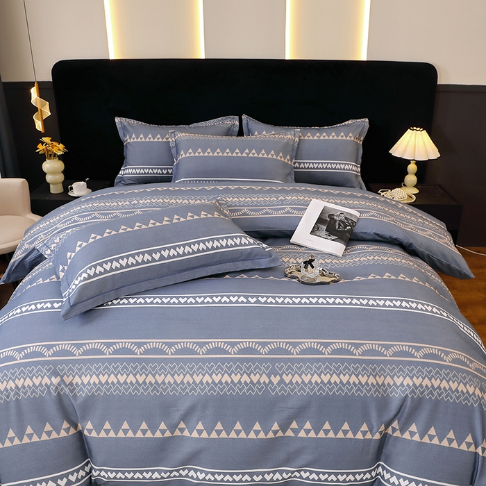 91家纺网 家纺一手货源 找家纺 晶缦家纺 2025叶语系·纯棉活性全棉磨毛四件套 维卡斯灰