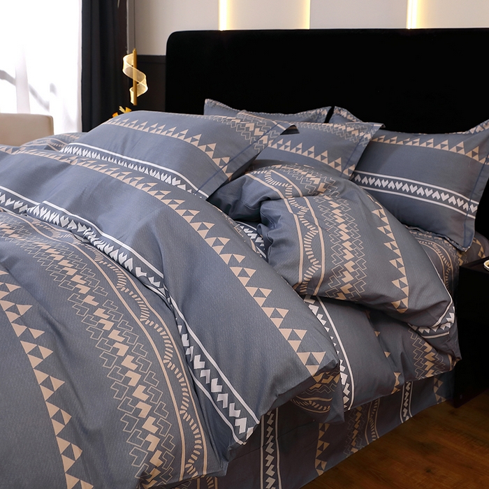 91家纺网 家纺一手货源 找家纺 晶缦家纺 2025叶语系·纯棉活性全棉磨毛四件套 维卡斯灰