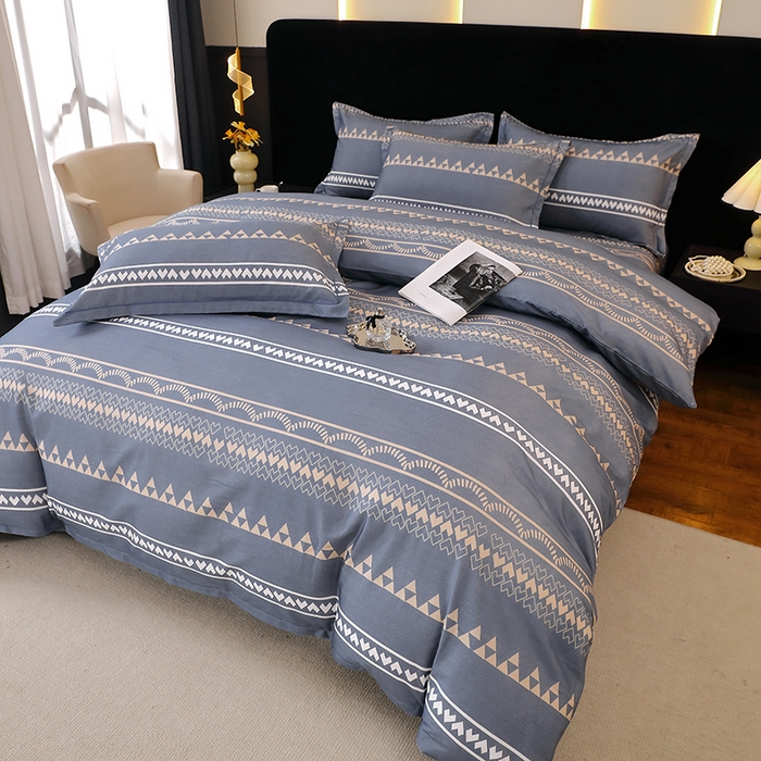 91家纺网 家纺一手货源 找家纺 晶缦家纺 2025叶语系·纯棉活性全棉磨毛四件套 维卡斯灰