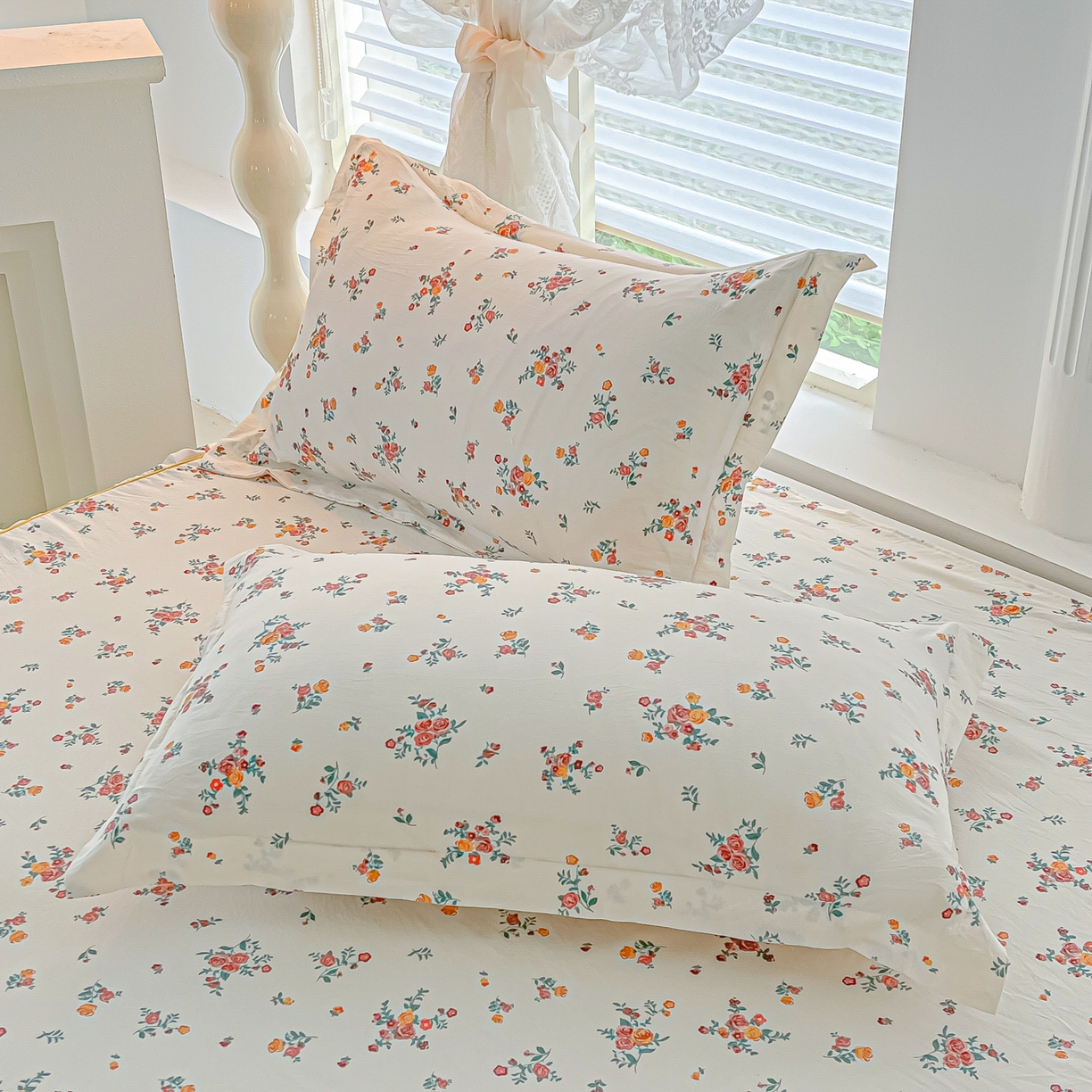 91家纺网 家纺一手货源 找家纺 子钦家纺 2025新款云朵棉水洗棉韩版双层花边公主风床裙床裙三件套 床裙-玫瑰奶糖