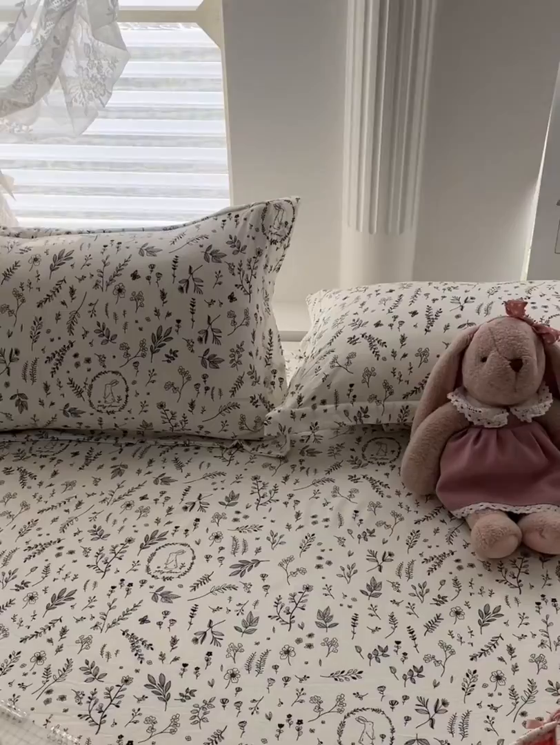 91家纺网 家纺一手货源 找家纺 子钦家纺 2025新款云朵棉水洗棉韩版双层花边公主风床裙床裙三件套 床裙-风情万种