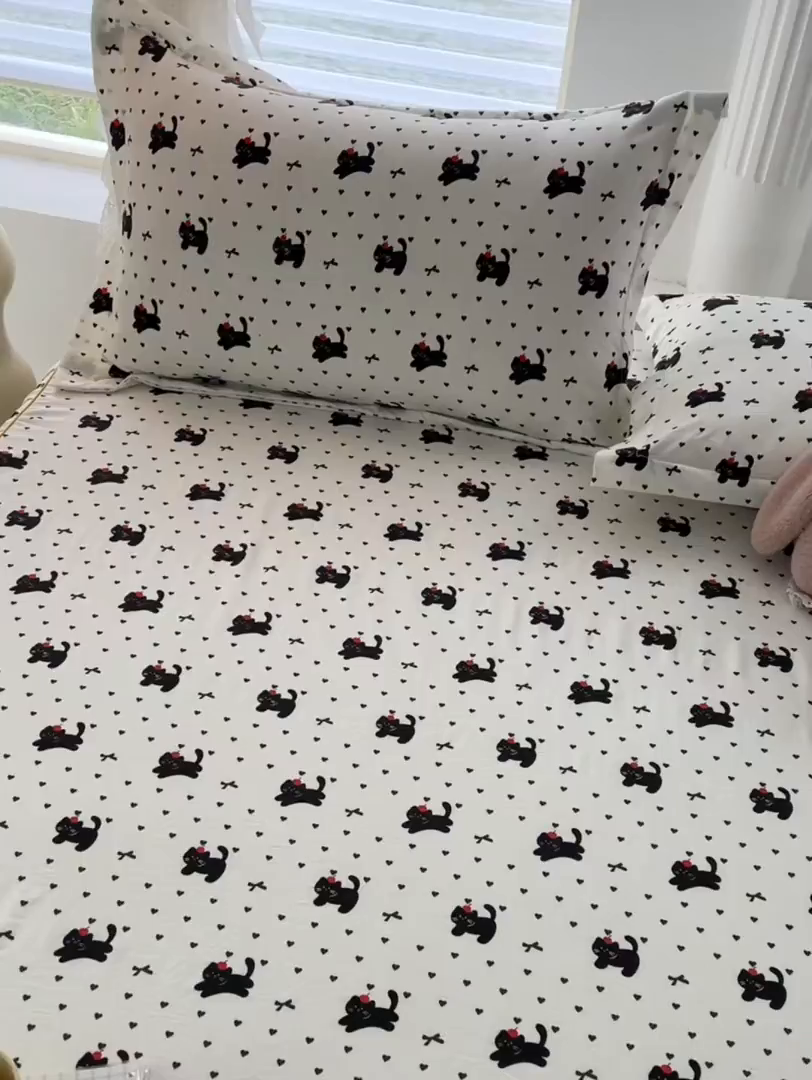 91家纺网 家纺一手货源 找家纺 （总）子钦家纺 2025新款云朵棉水洗棉韩版双层花边公主风床裙床裙三件套