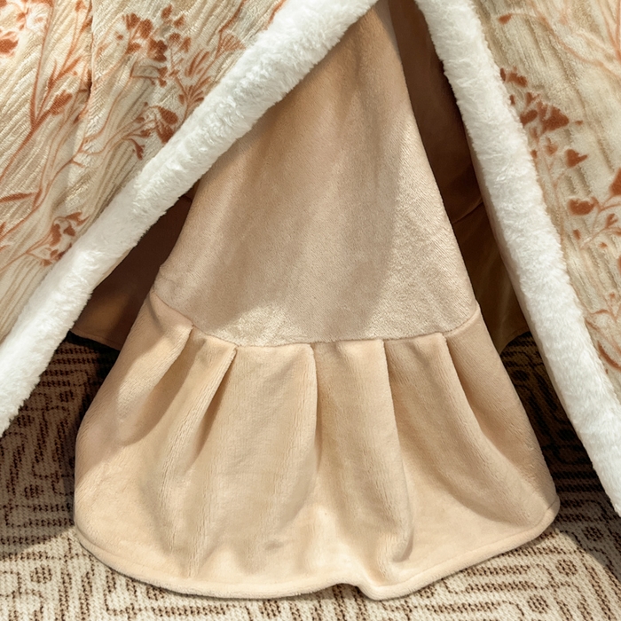 91家纺网 家纺一手货源 找家纺 诺梵家纺 2025新款兔毛绒包边 雕花绒四件套 栖春山