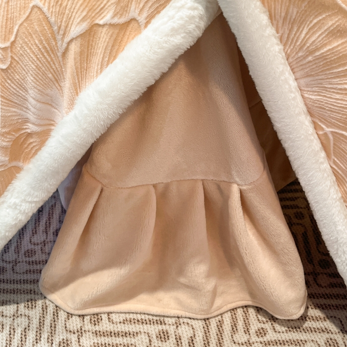 91家纺网 家纺一手货源 找家纺 诺梵家纺 2025新款兔毛绒包边 雕花绒四件套 杏坞-黄