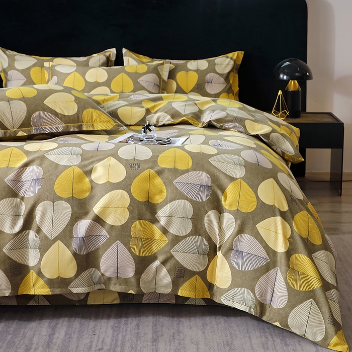 91家纺网 家纺一手货源 找家纺 晶缦家纺 2025叶语系·纯棉活性全棉磨毛四件套 叶语聆风