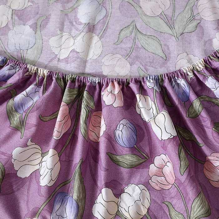 91家纺网 家纺一手货源 找家纺 晶缦家纺 2025叶语系·纯棉活性全棉磨毛四件套 拥抱花季