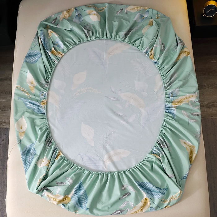 91家纺网 家纺一手货源 找家纺 晶缦家纺 2025叶语系·纯棉活性全棉磨毛四件套 云瑶蓝