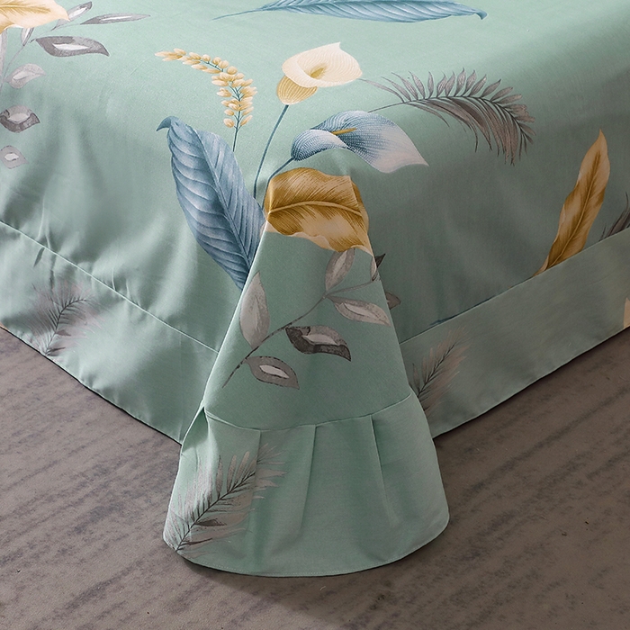 91家纺网 家纺一手货源 找家纺 晶缦家纺 2025叶语系·纯棉活性全棉磨毛四件套 云瑶蓝