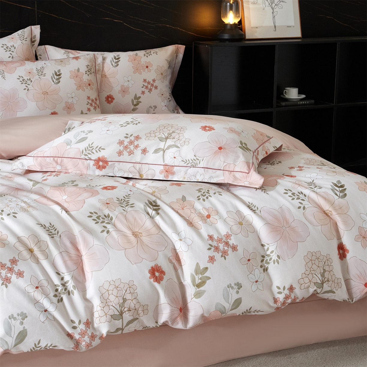 91家纺网 家纺一手货源 找家纺 品乐家纺 2025新款32支超柔生态磨毛四件套 春意