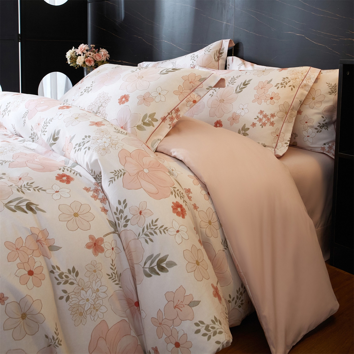 91家纺网 家纺一手货源 找家纺 品乐家纺 2025新款32支超柔生态磨毛四件套 春意