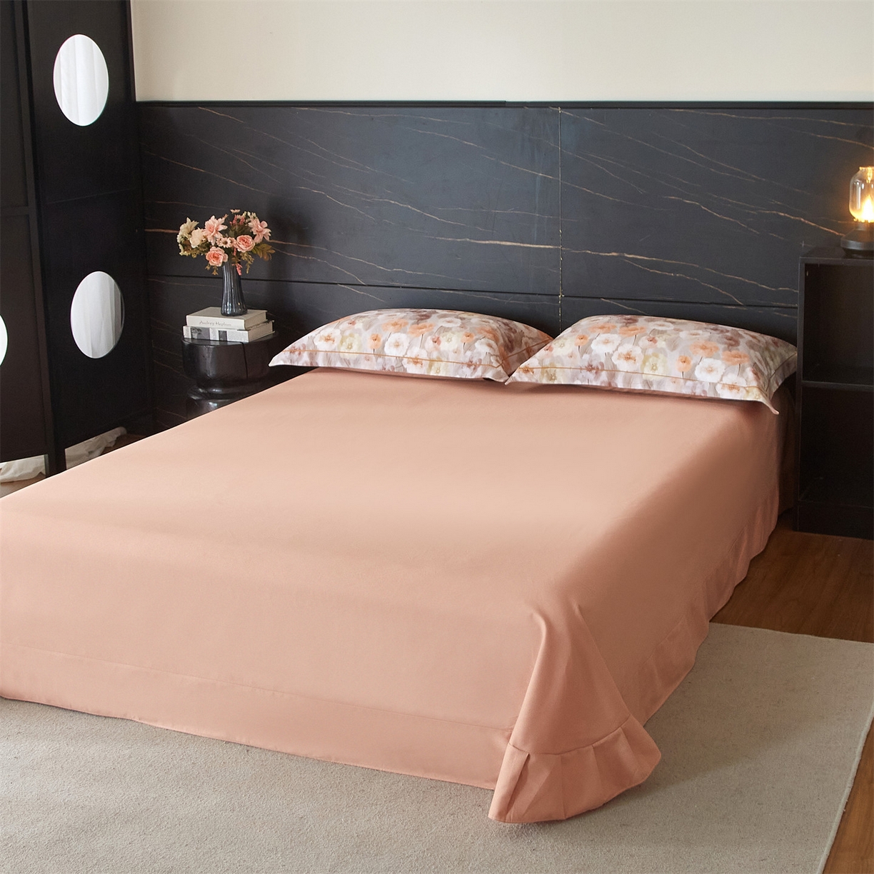 91家纺网 家纺一手货源 找家纺 品乐家纺 2025新款32支超柔生态磨毛四件套 朵唯-桔