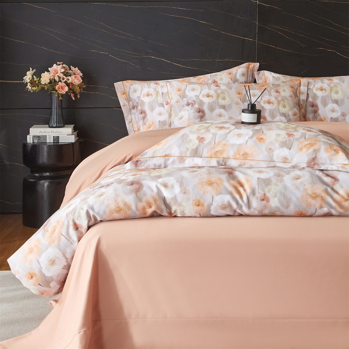 91家纺网 家纺一手货源 找家纺 品乐家纺 2025新款32支超柔生态磨毛四件套 朵唯-桔