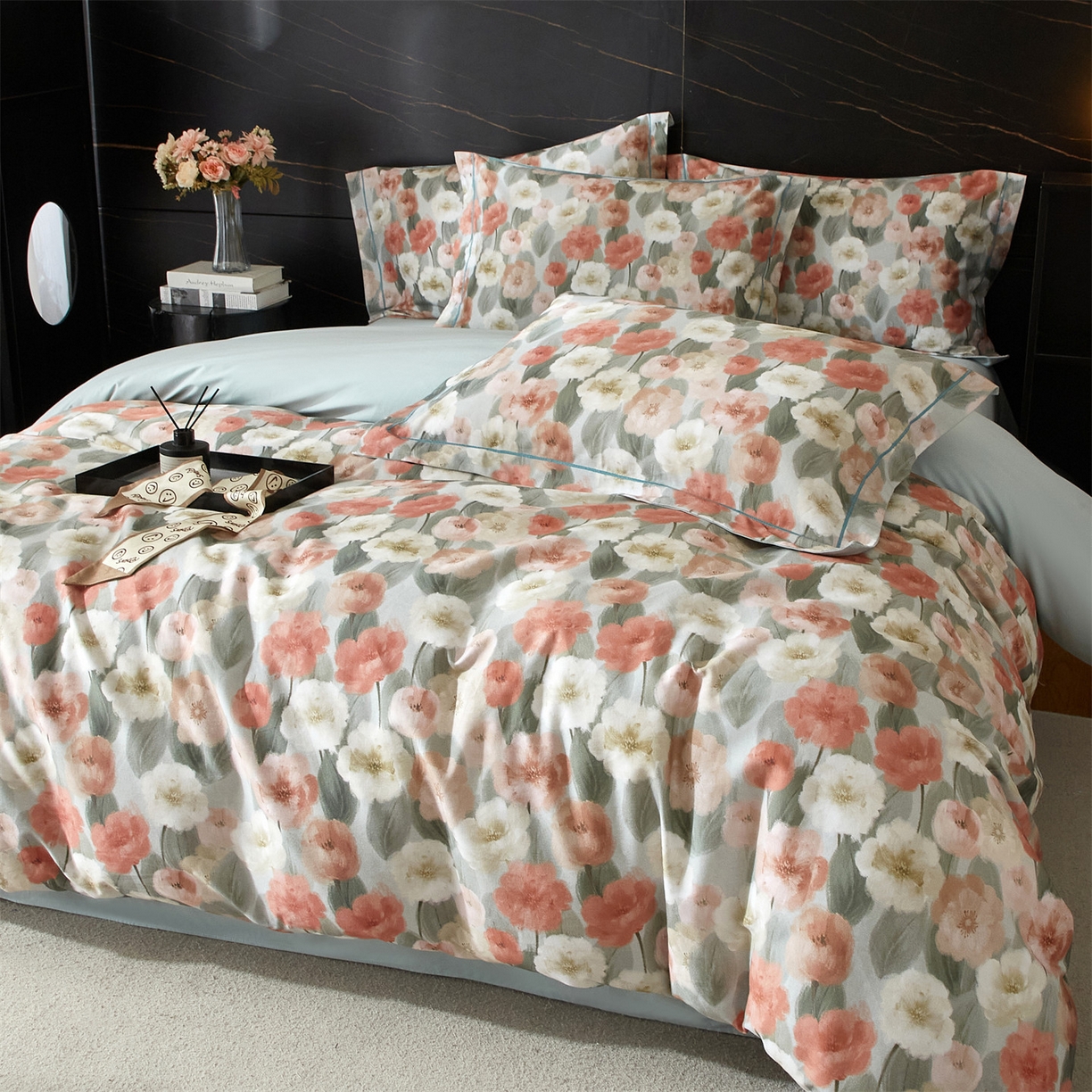 91家纺网 家纺一手货源 找家纺 品乐家纺 2025新款32支超柔生态磨毛四件套 朵唯-绿