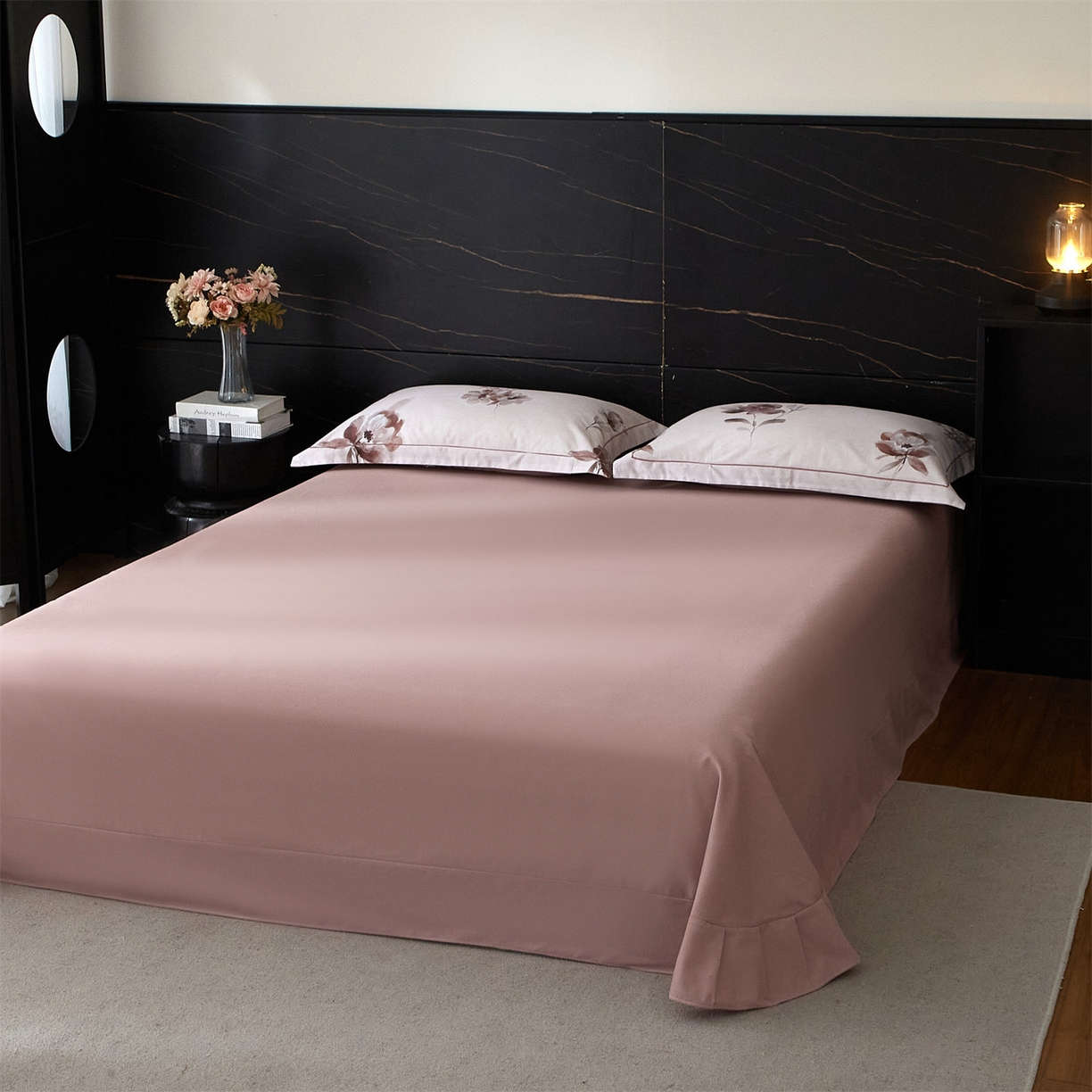 91家纺网 家纺一手货源 找家纺 品乐家纺 2025新款32支超柔生态磨毛四件套 花棠-粉