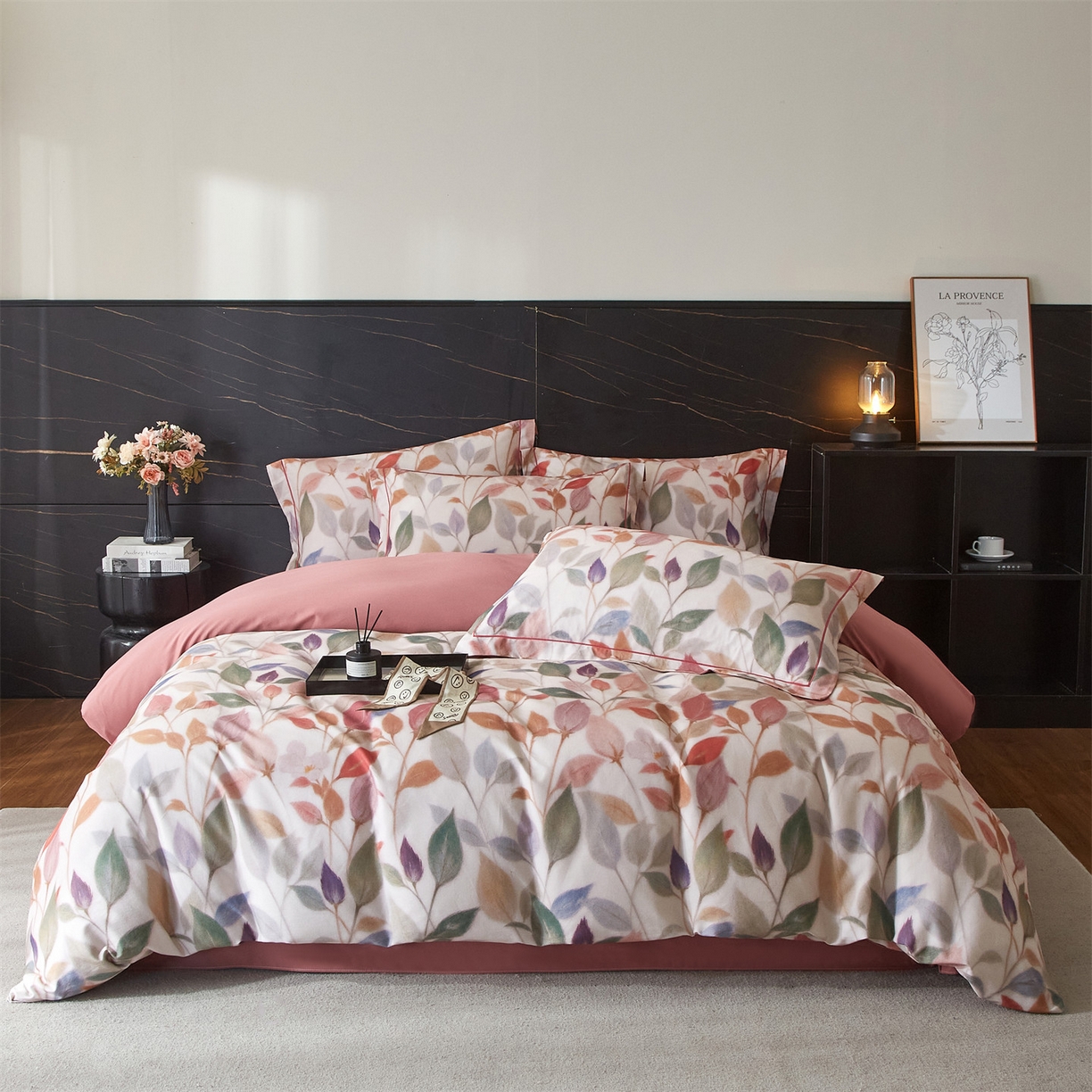 品乐家纺 2025新款32支超柔生态磨毛四件套 景秋-红