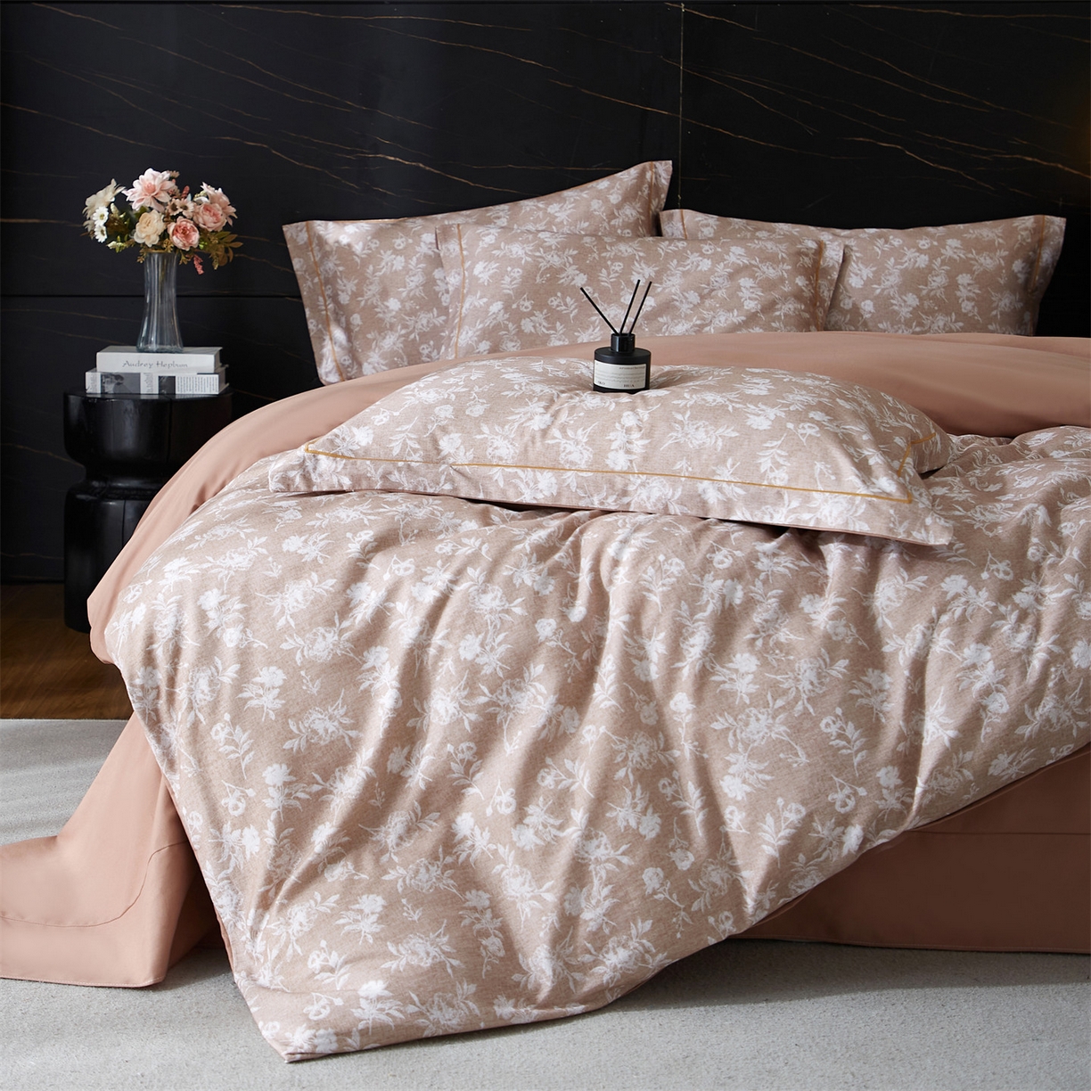 91家纺网 家纺一手货源 找家纺 品乐家纺 2025新款32支超柔生态磨毛四件套 兰序-桔