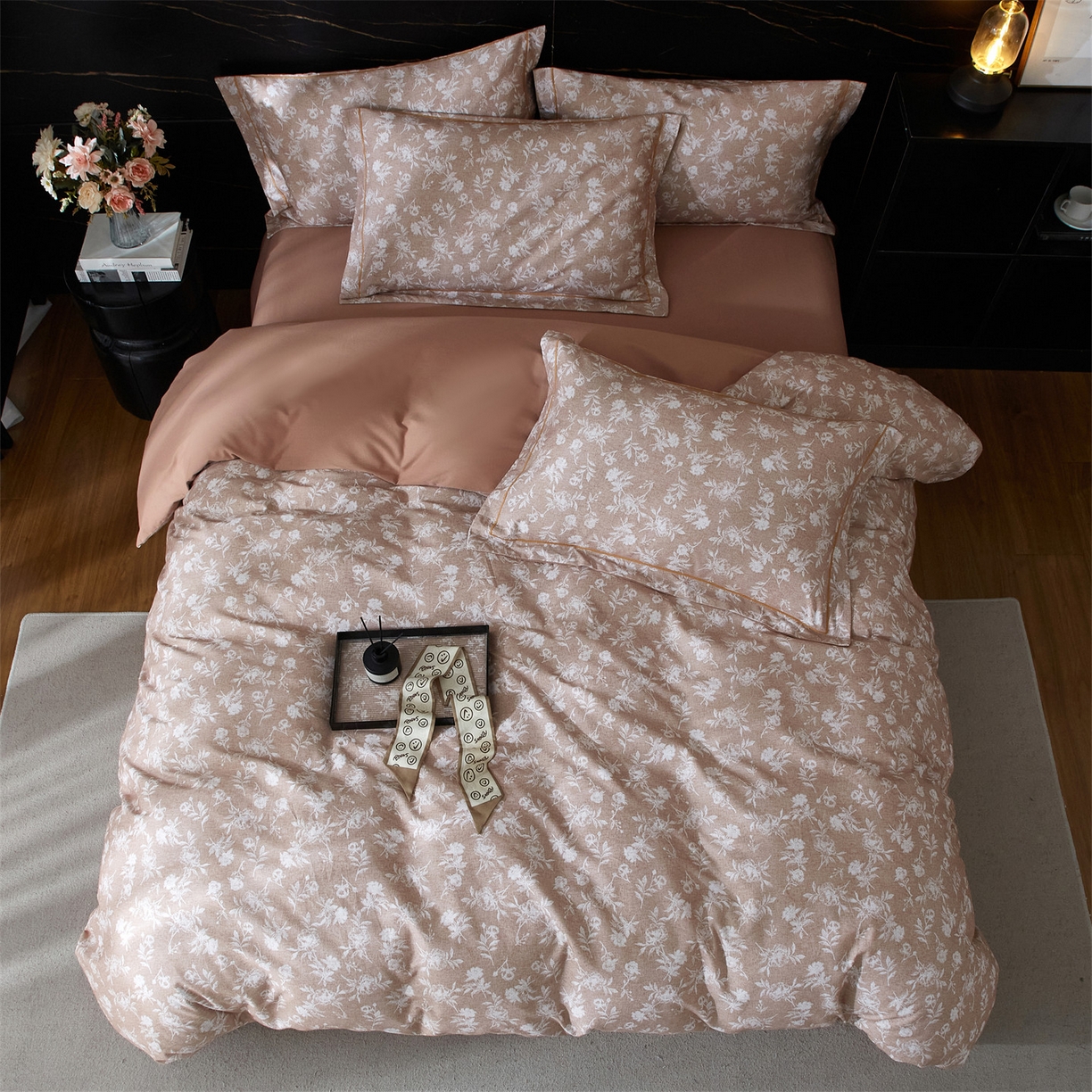 91家纺网 家纺一手货源 找家纺 品乐家纺 2025新款32支超柔生态磨毛四件套 兰序-桔