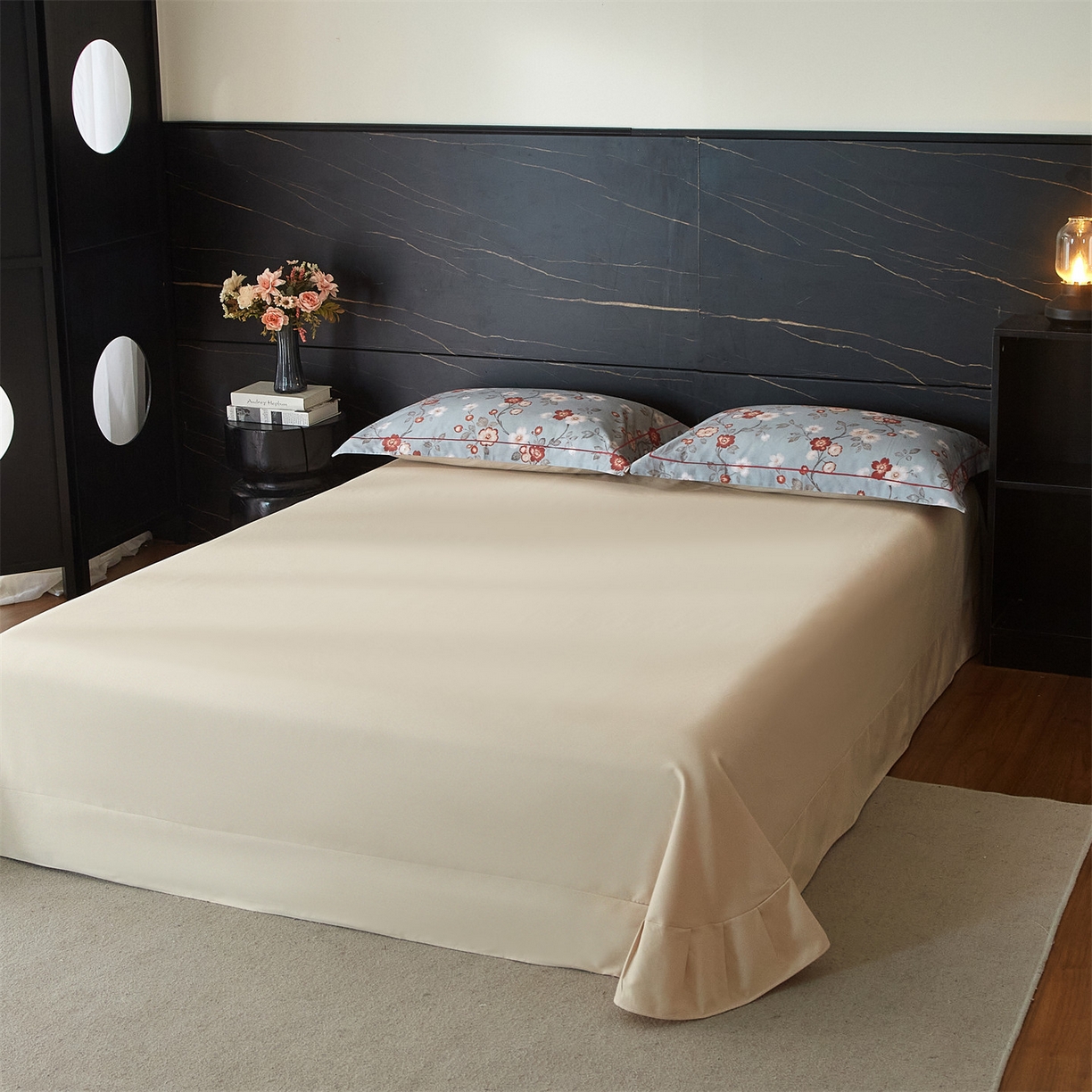 91家纺网 家纺一手货源 找家纺 品乐家纺 2025新款32支超柔生态磨毛四件套 兰茵-蓝