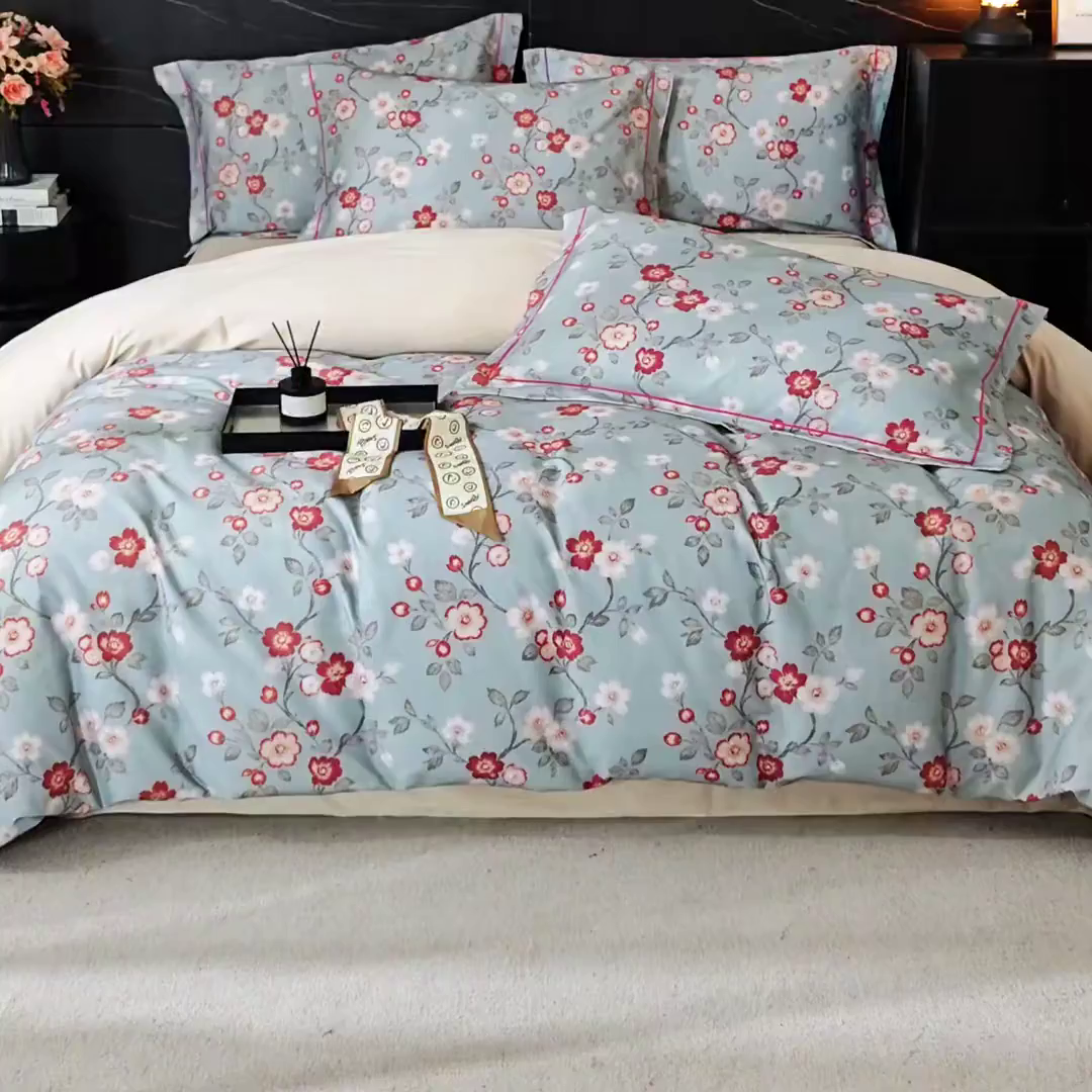 91家纺网 家纺一手货源 找家纺 品乐家纺 2025新款32支超柔生态磨毛四件套 兰茵-蓝